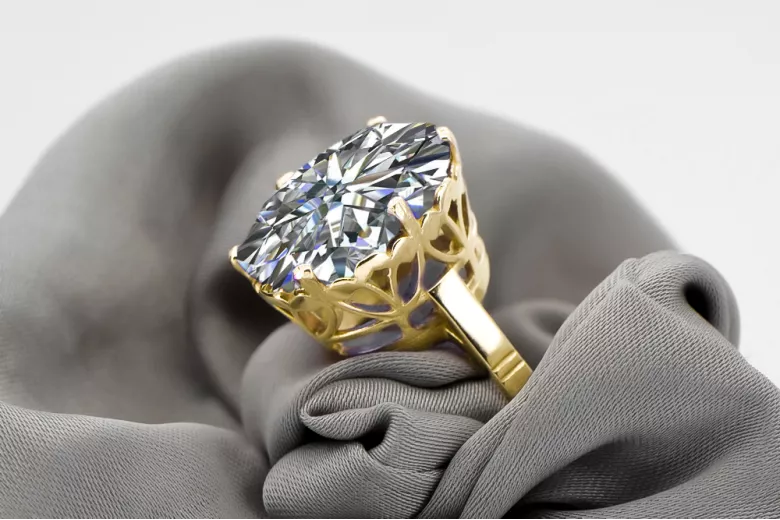 Ring Vintage Zircon 14K Yellow gold vrc130y